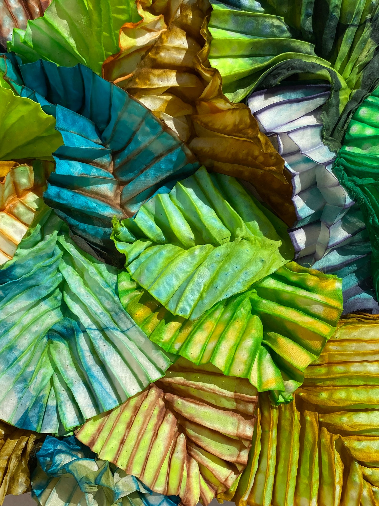 Shibori hand-dyed silk artwork