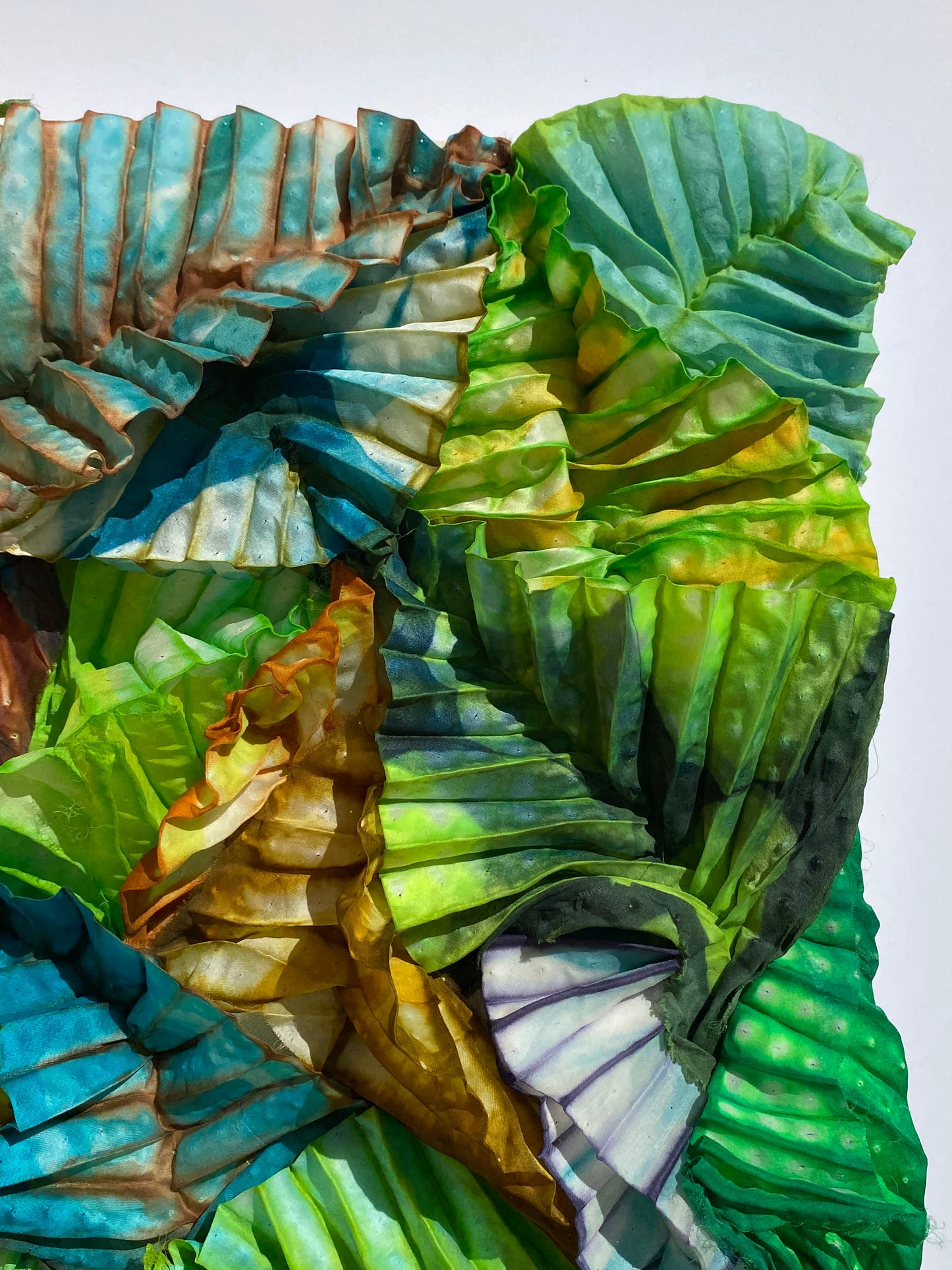 Shibori hand-dyed silk artwork