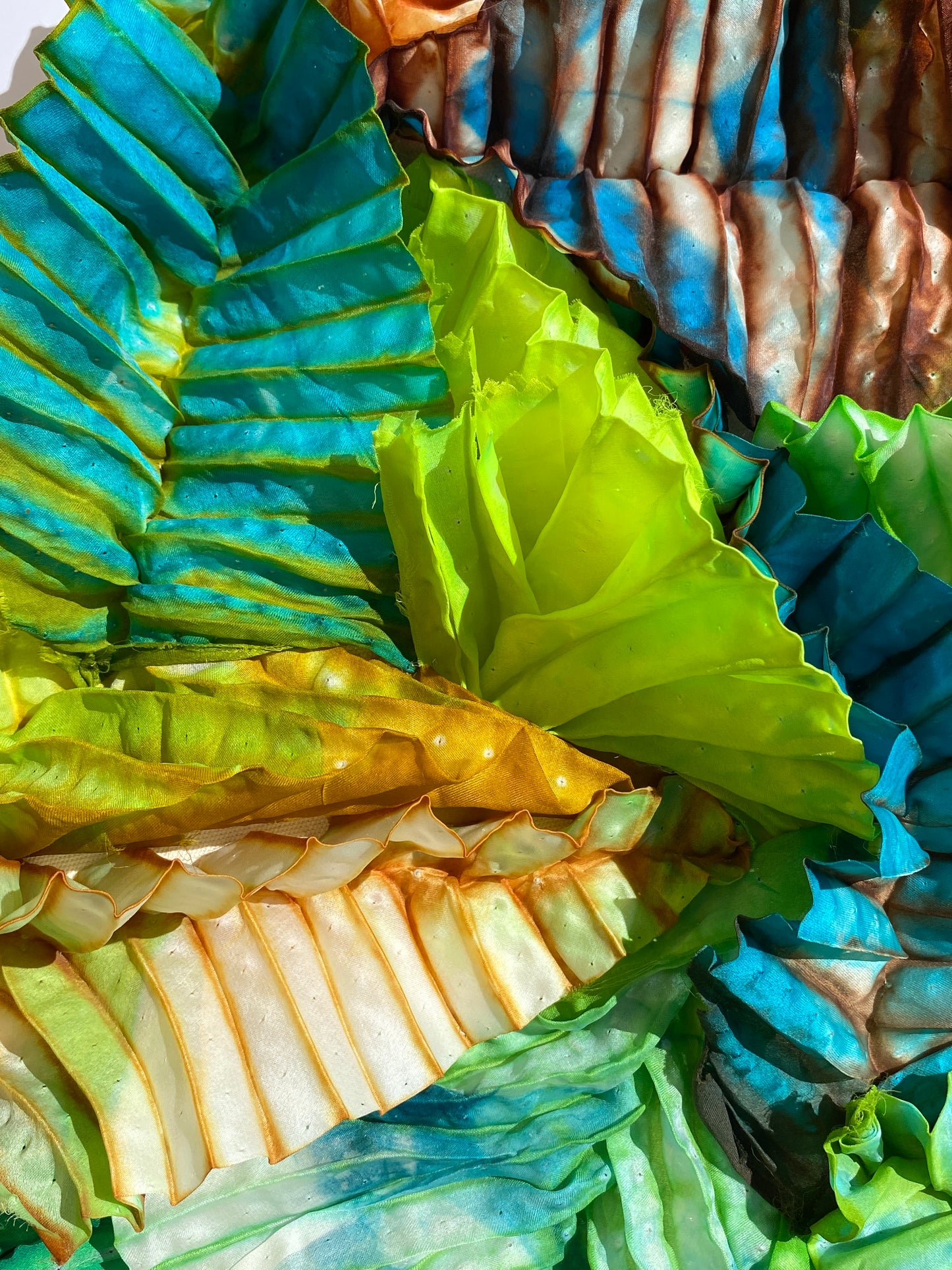 Shibori hand-dyed silk artwork