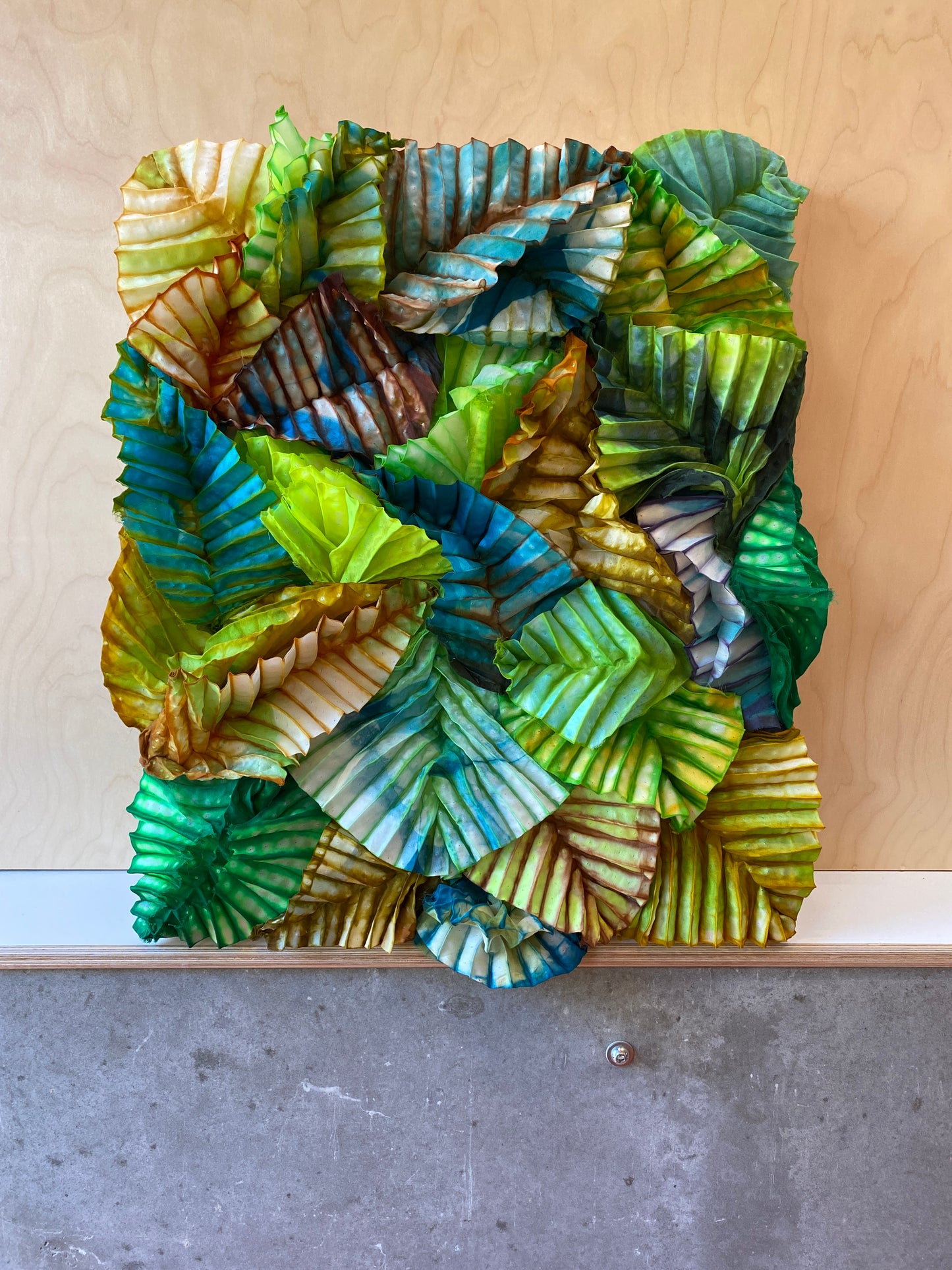 Shibori hand-dyed silk artwork