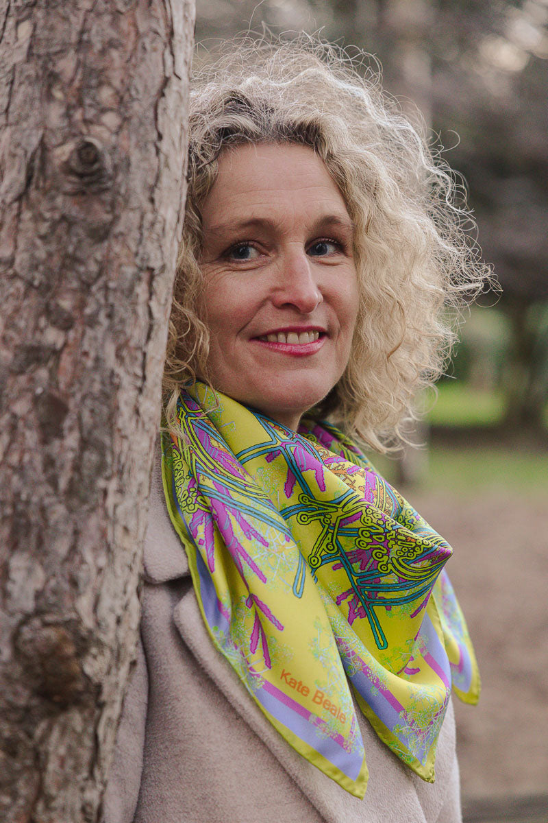 'Pink Rosemary' Silk Twill Scarf