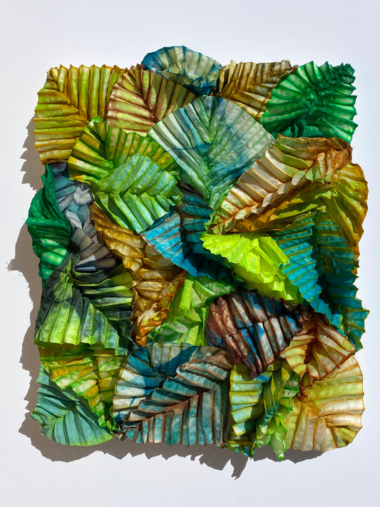 Shibori hand-dyed silk artwork