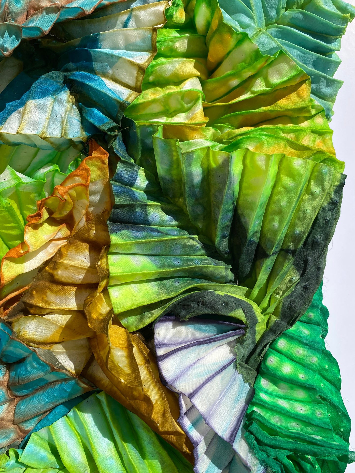 Shibori hand-dyed silk artwork