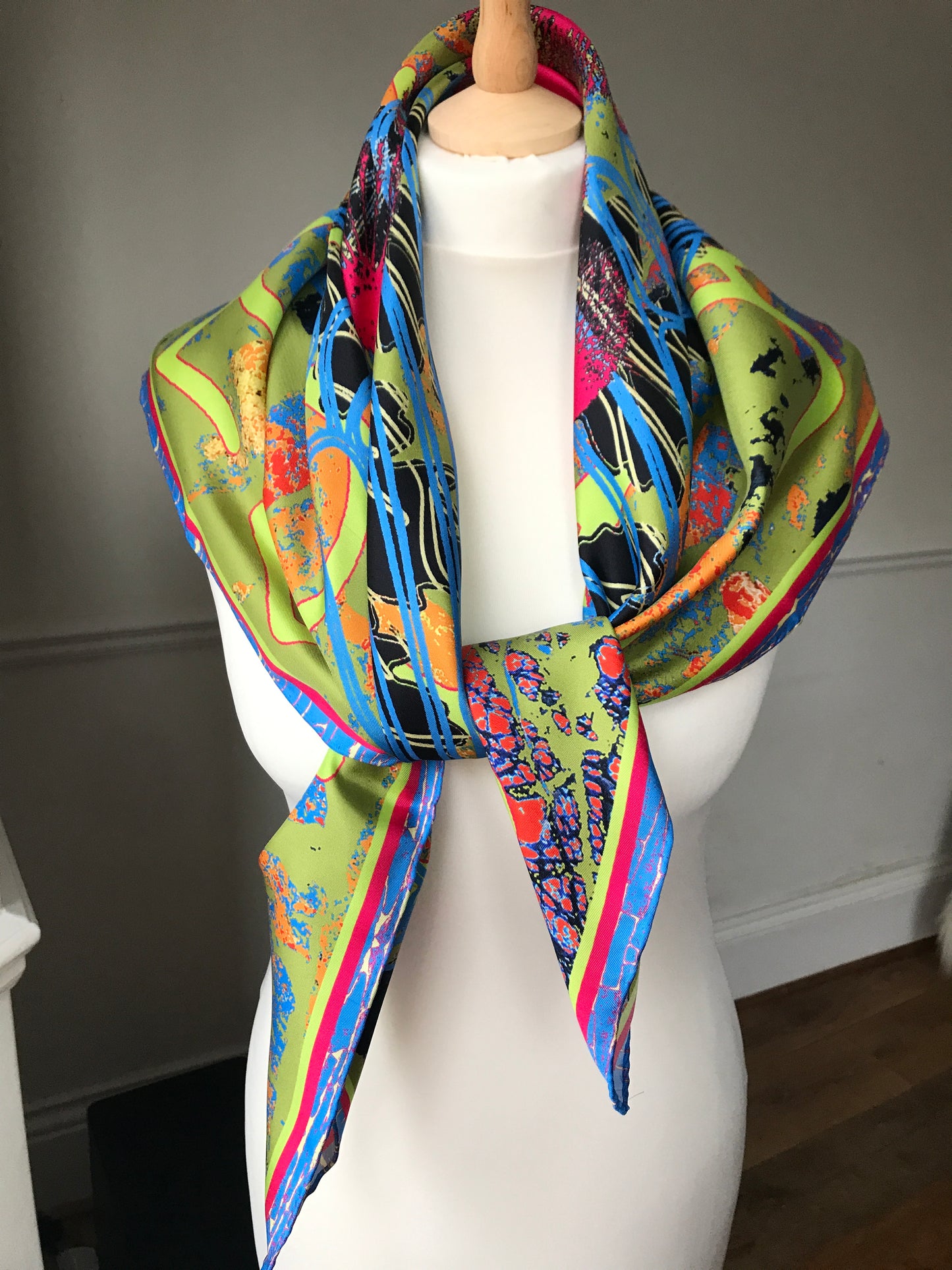 'Blue Cabbage' Silk Twill Scarf