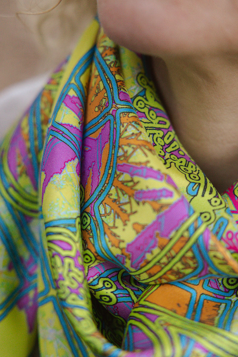 'Pink Rosemary' Silk Twill Scarf