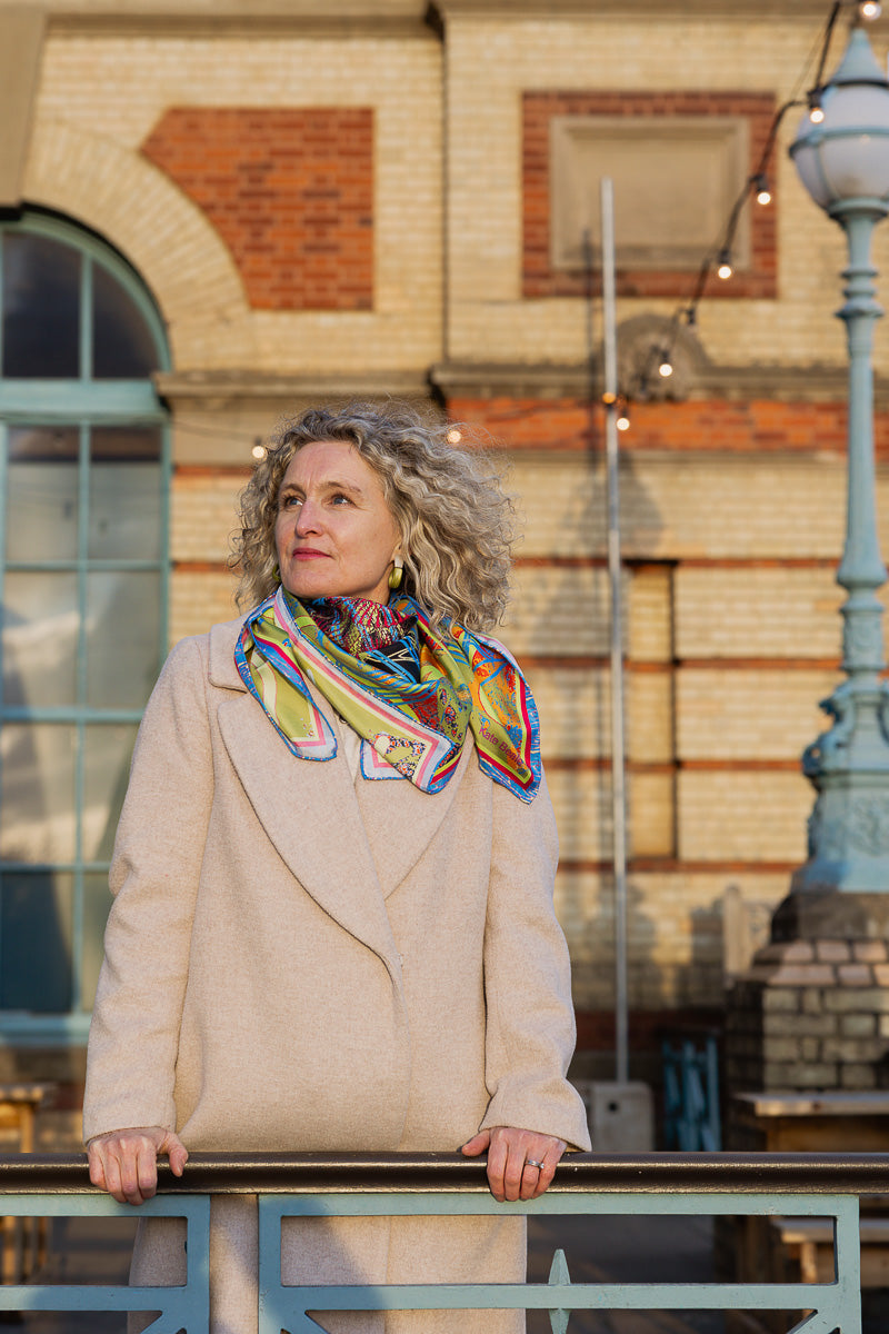 'Blue Cabbage' Silk Twill Scarf