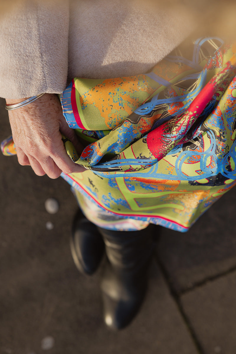 'Blue Cabbage' Silk Twill Scarf